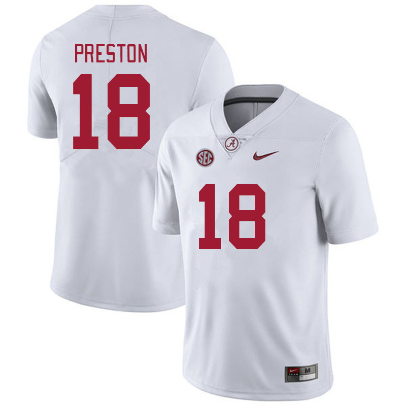 Men #18 Shazz Preston Alabama Crimson Tide College Footabll Jerseys Stitched-White